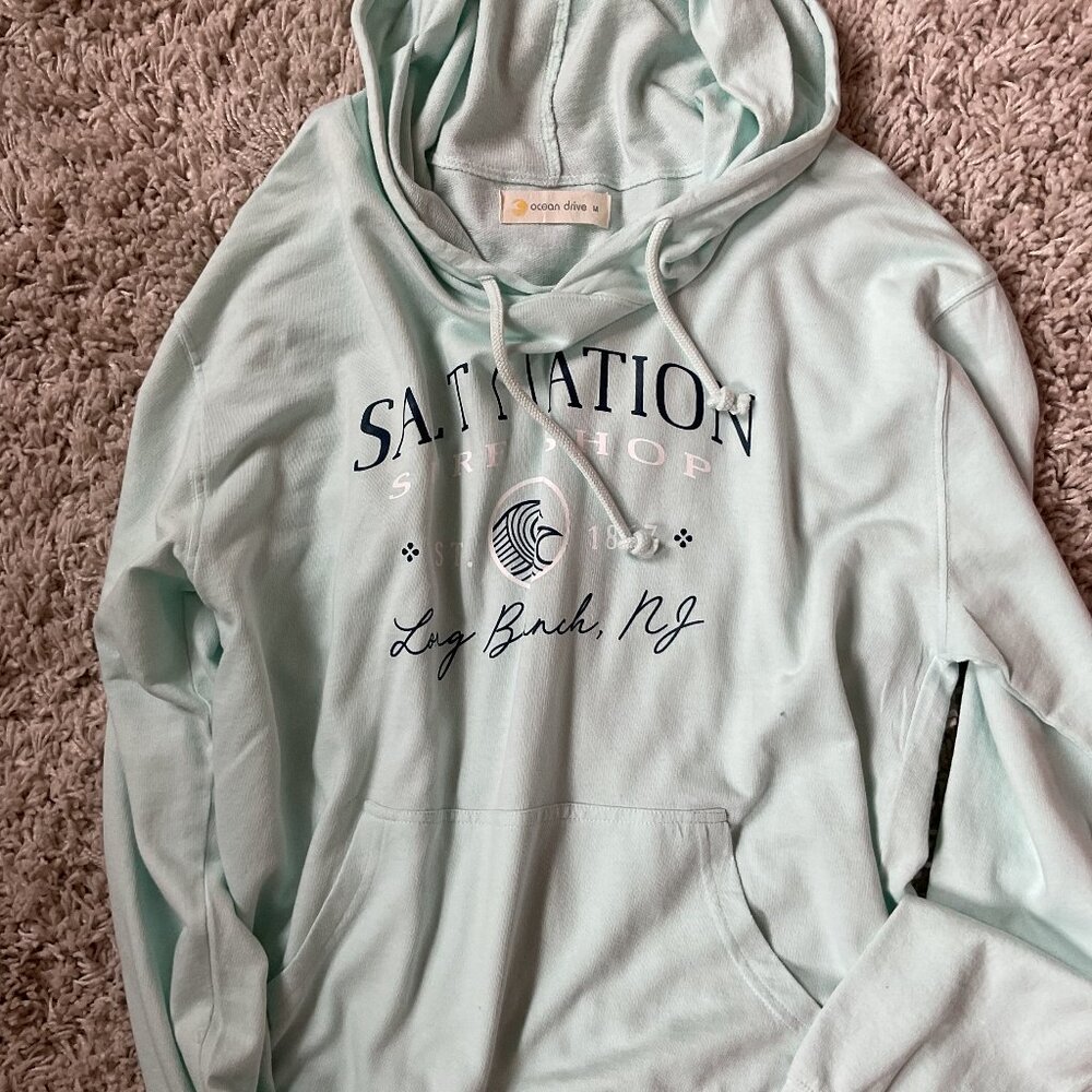 🌊 Mint Green Salt Nation Hoodie – Ocean Drive (Size M)